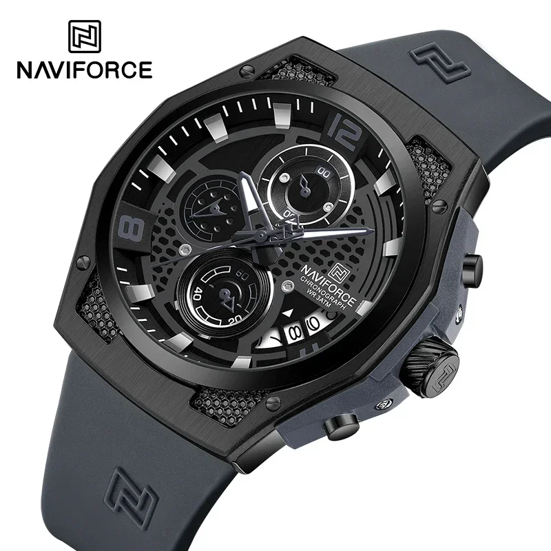 Silicone Sport Band - NAVIFORCE NF8051T Luxury Design Men's Watches