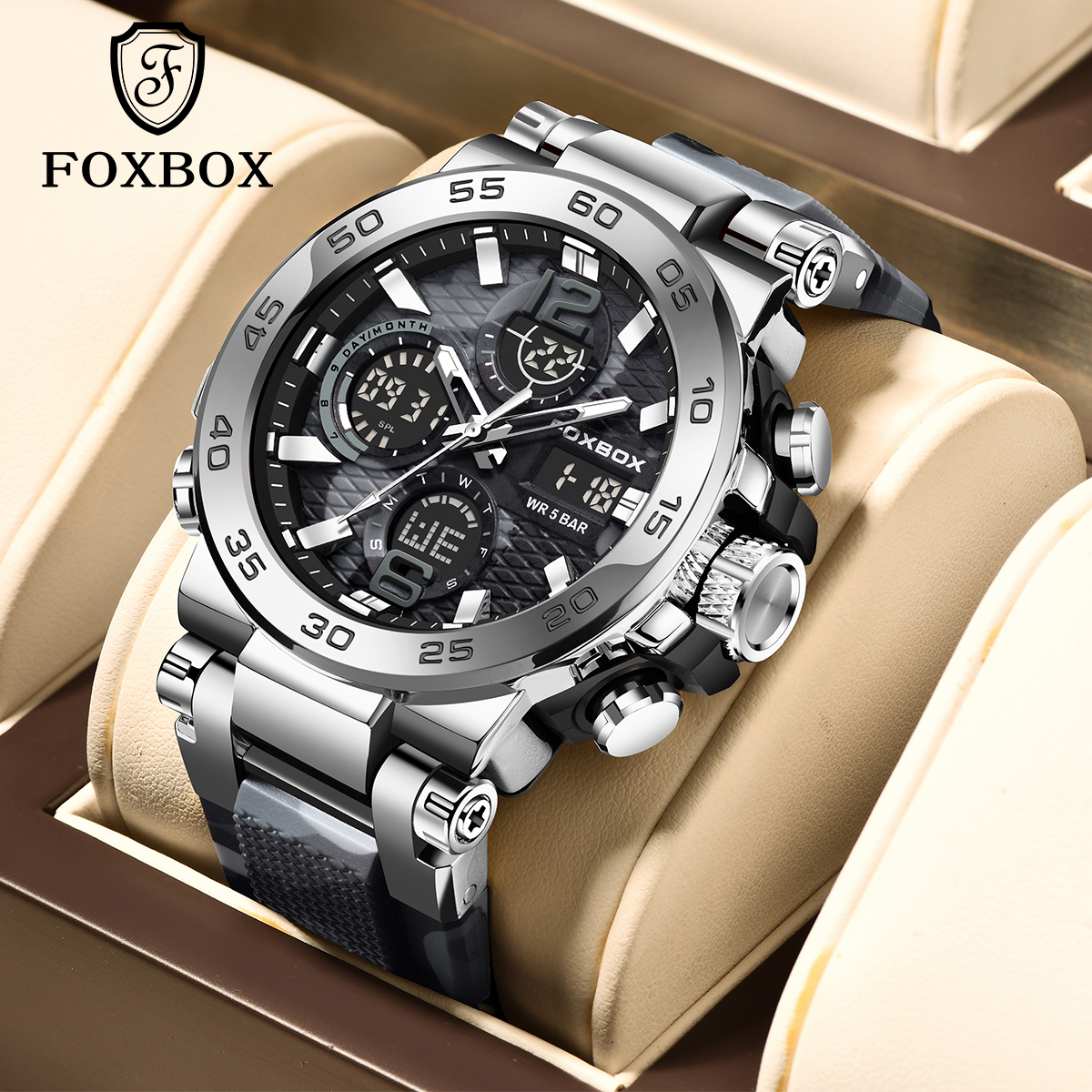 Silicone Sport Band - FOXBOX Sports Military Men's Watches Waterproof