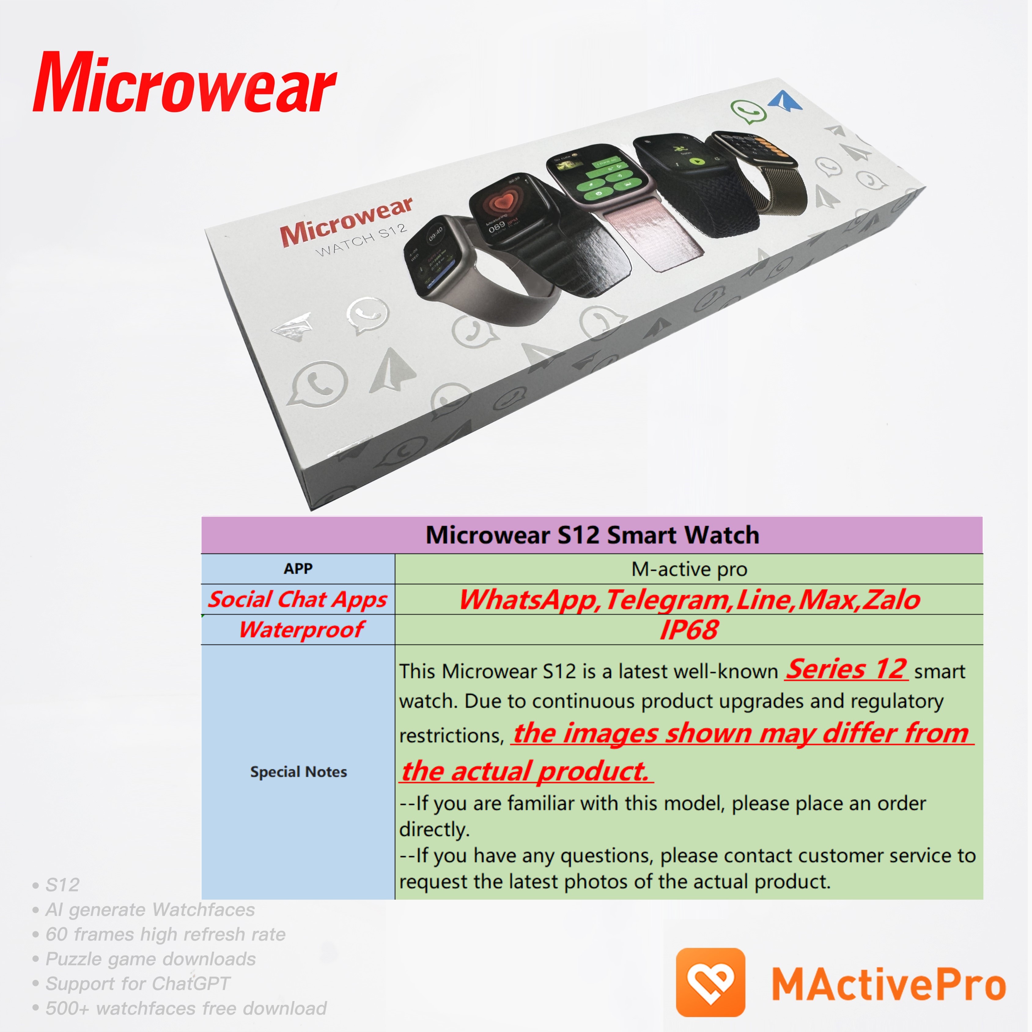 Smartwatch Watch Whatsapp - Telegram WhatsAPP Reply Microwear Series 12