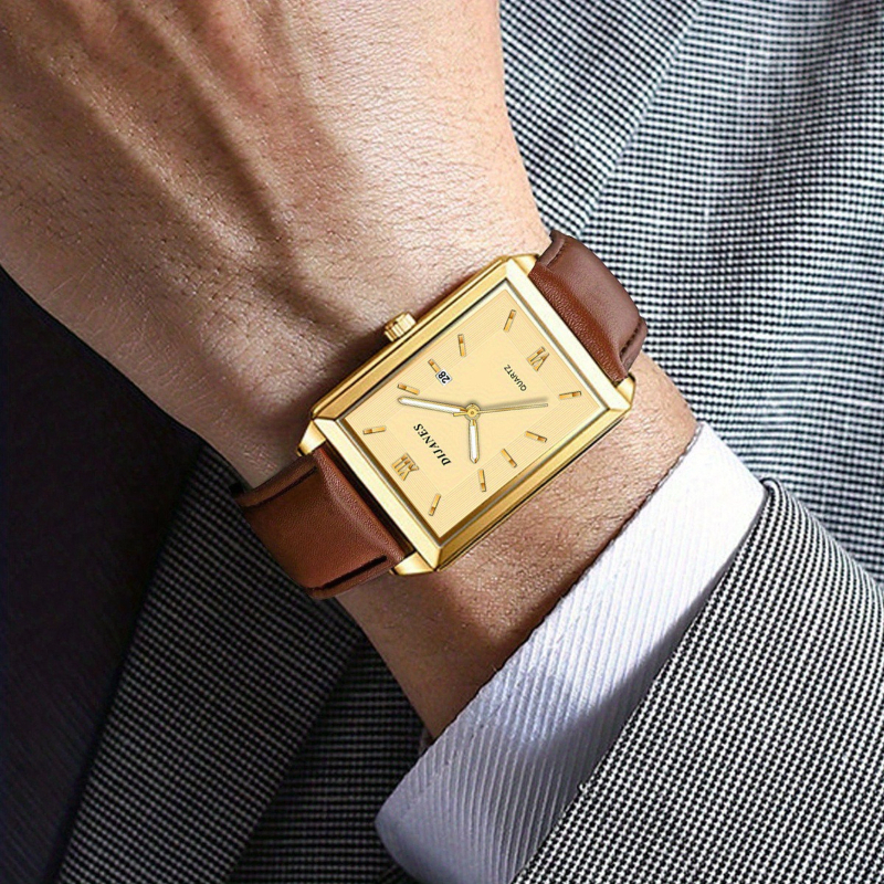 Watches Not Smartwatch - Casual Leather Men Watches Simple Square