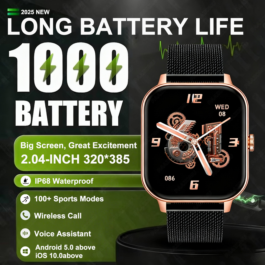 Smartwatch Health Watches For Women - 1000mAh Ultra Battery Sports Smartwatch Bluetooth