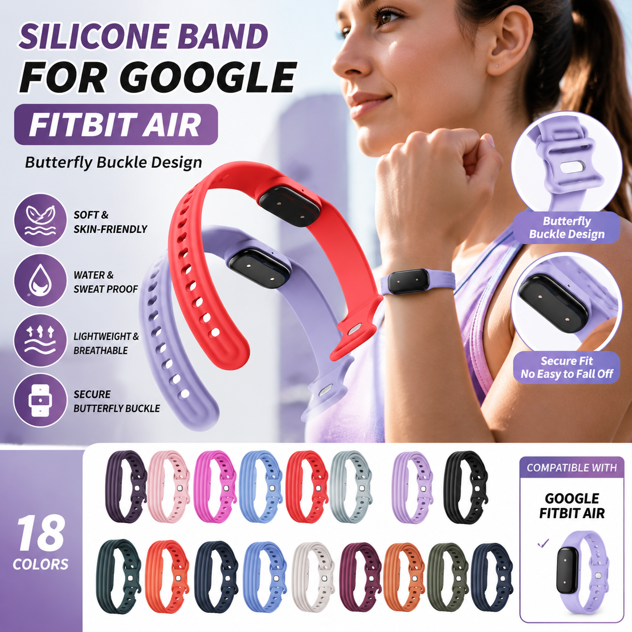 Silicone Sport Band - Silicone Band for Google Fitbit Air