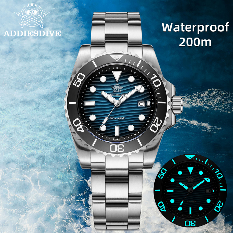 Waterproof Diving Watch - ADDIESDIVE Men's 2115 Quartz Watch Sand
