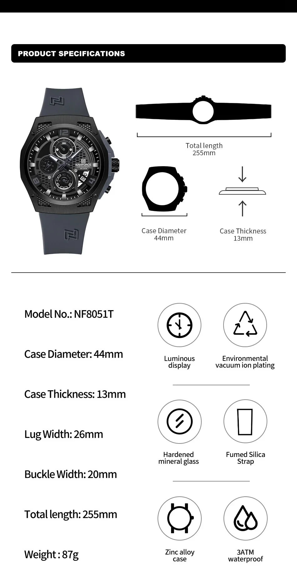 NAVIFORCE NF8051T  Luxury Desi - đánh giá và giá Silicone Sport Band