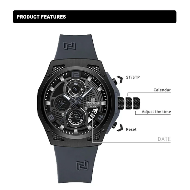 NAVIFORCE NF8051T  Luxury Desi - đánh giá và giá Silicone Sport Band