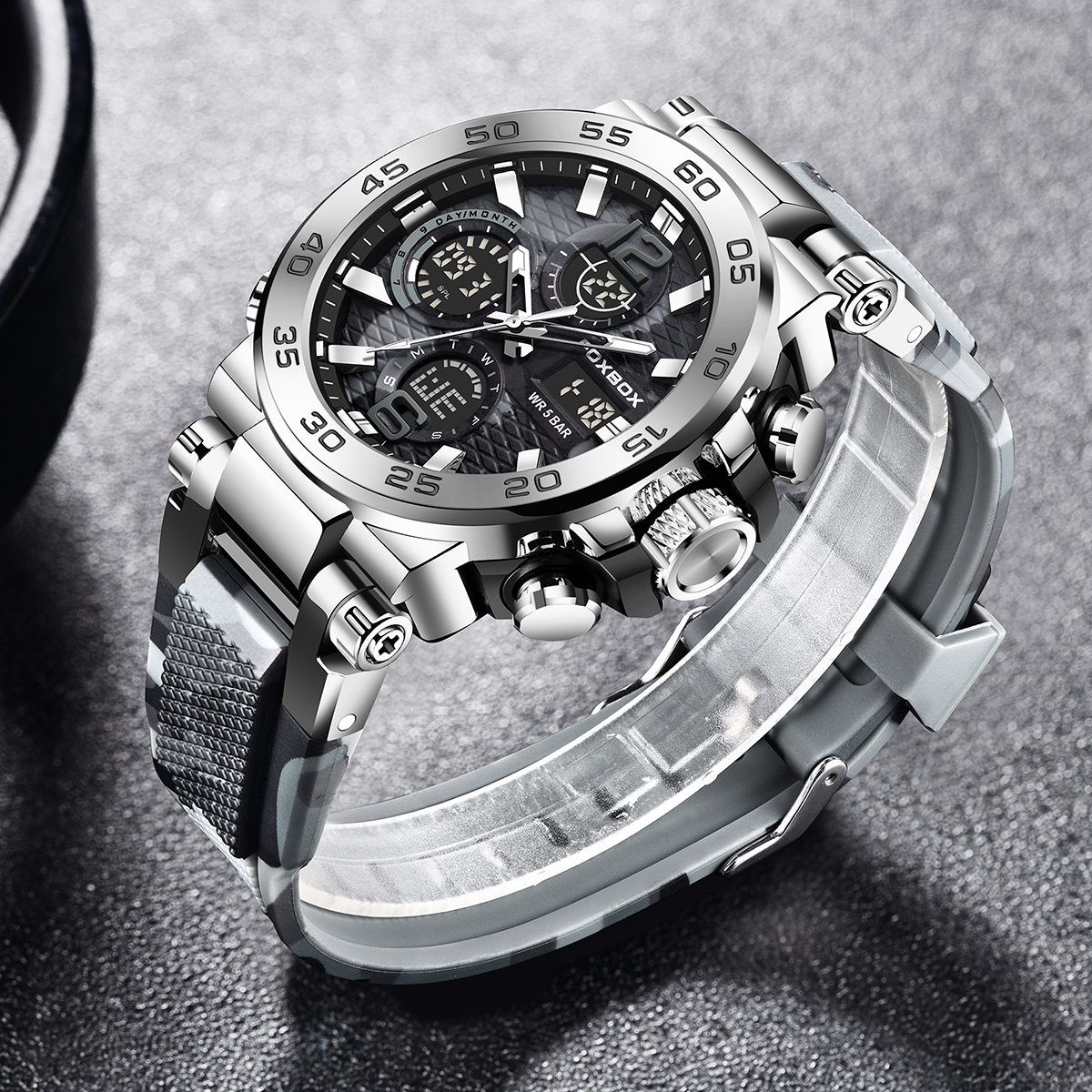 FOXBOX Sports Military Men's W - đánh giá và giá Silicone Sport Band