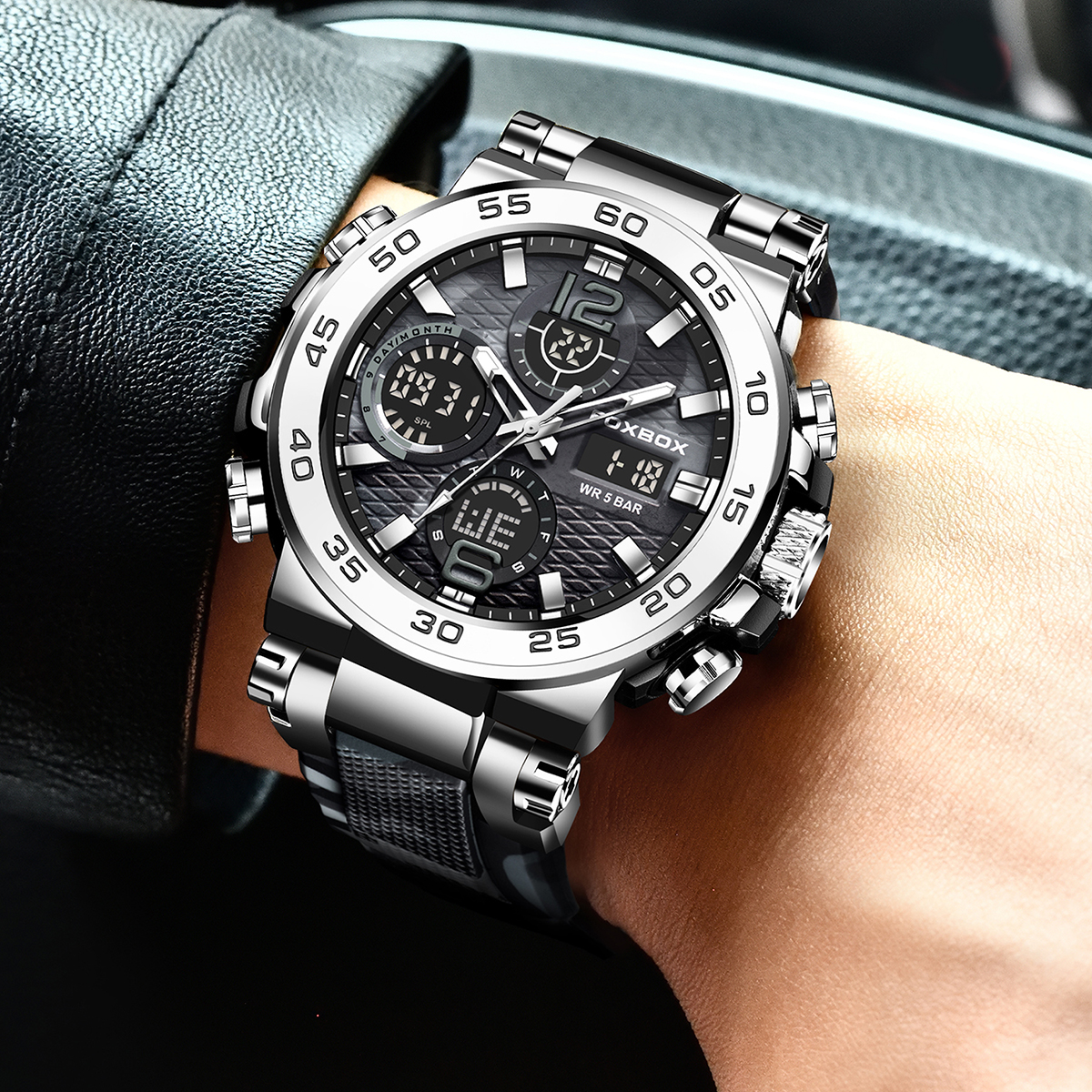 FOXBOX Sports Military Men's W - đánh giá và giá Silicone Sport Band