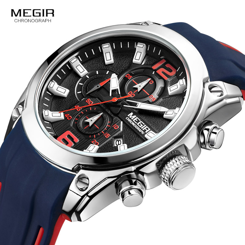 Megir Men's Chronograph Analog - đánh giá và giá Silicone Sport Band