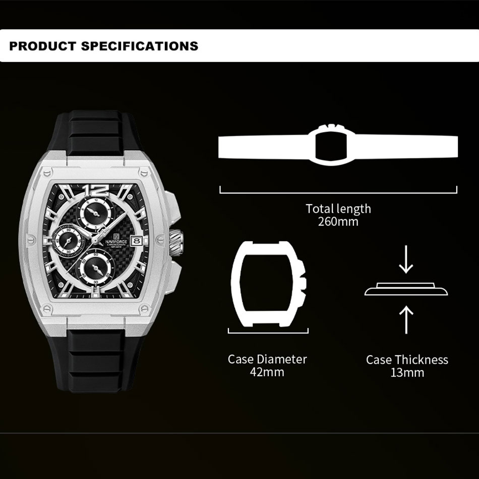 NAVIFORCE Men's Waterproof Lux - đánh giá và giá Silicone Sport Band