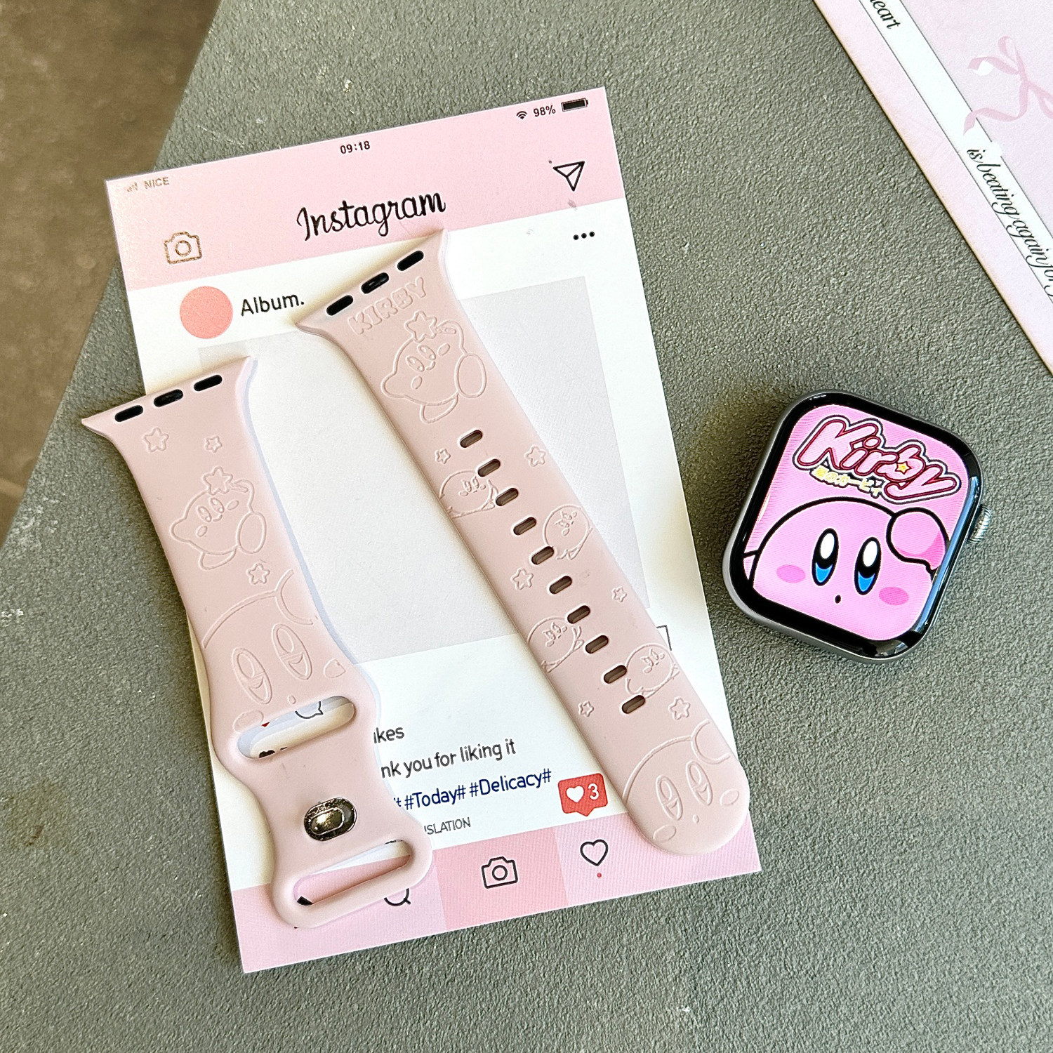 Kawaii Kirby Apple Pink Watch  - đánh giá và giá Silicone Sport Band