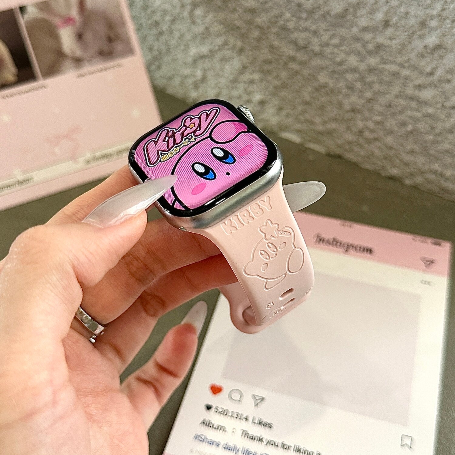Kawaii Kirby Apple Pink Watch  - đánh giá và giá Silicone Sport Band
