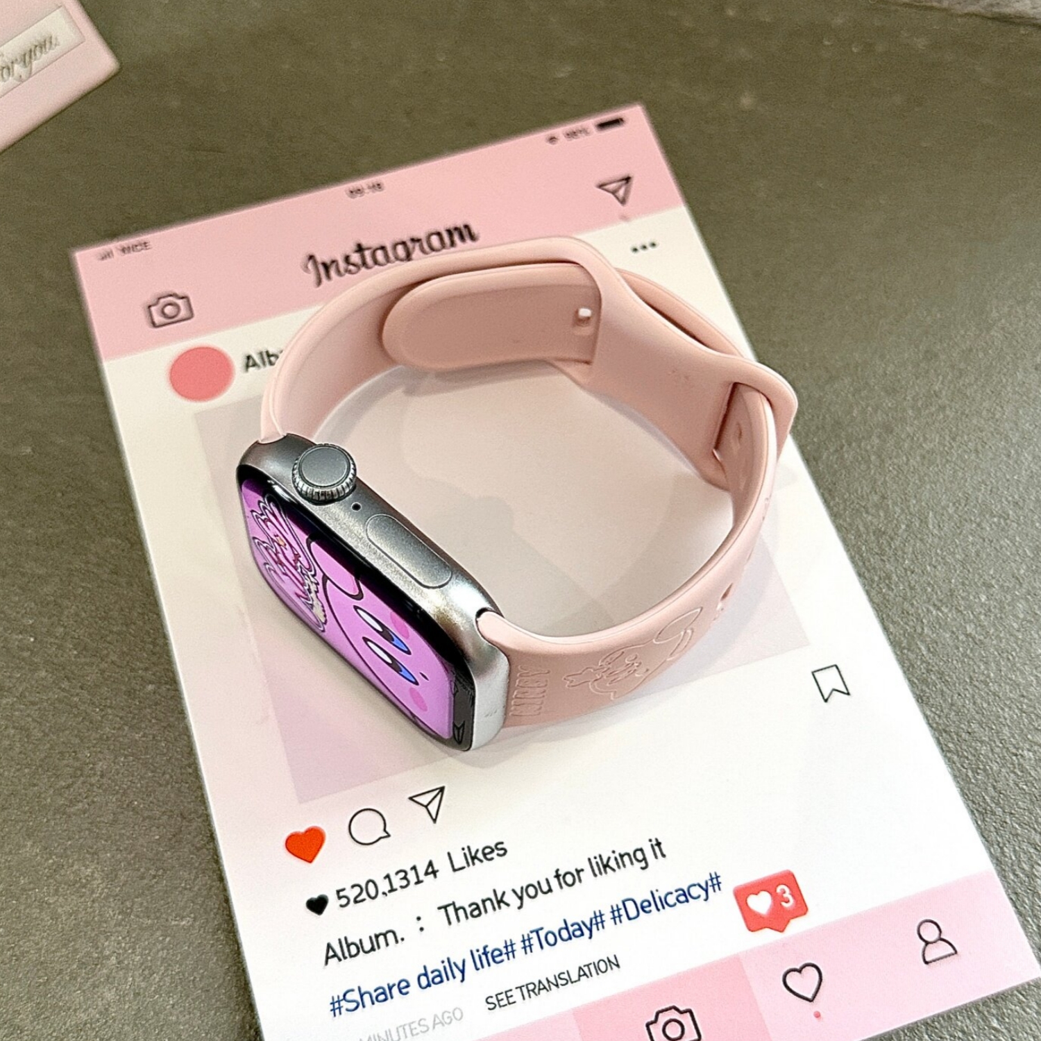 Kawaii Kirby Apple Pink Watch  - đánh giá và giá Silicone Sport Band