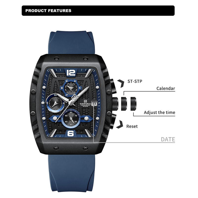 NAVIFORCE Men's Luxury Watch W - đánh giá và giá Silicone Sport Band