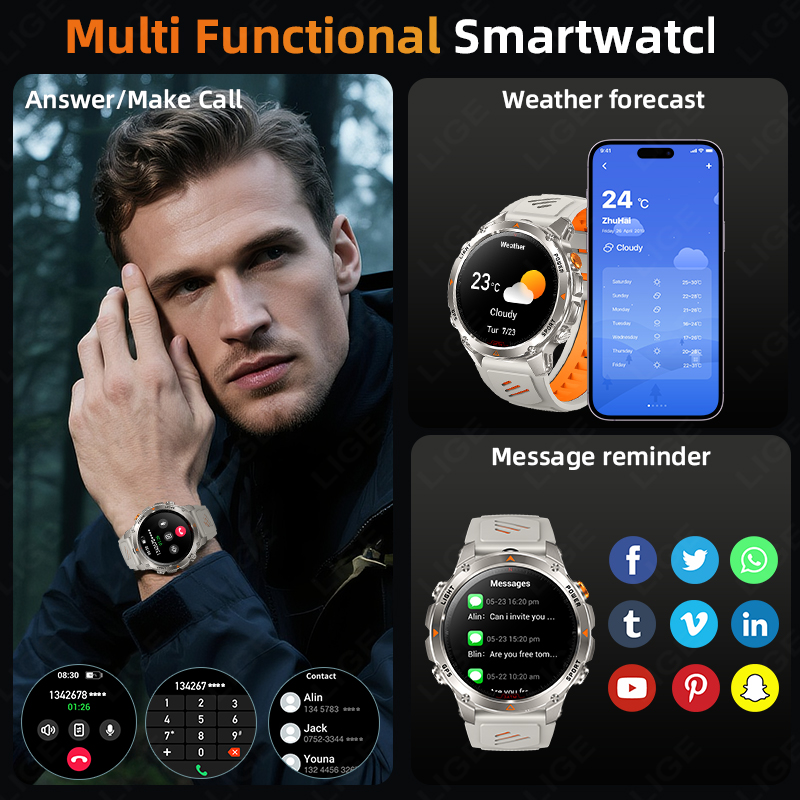 LIGE Rugged GPS Track Smart Wa - đánh giá và giá Smartwatch Watches For Men