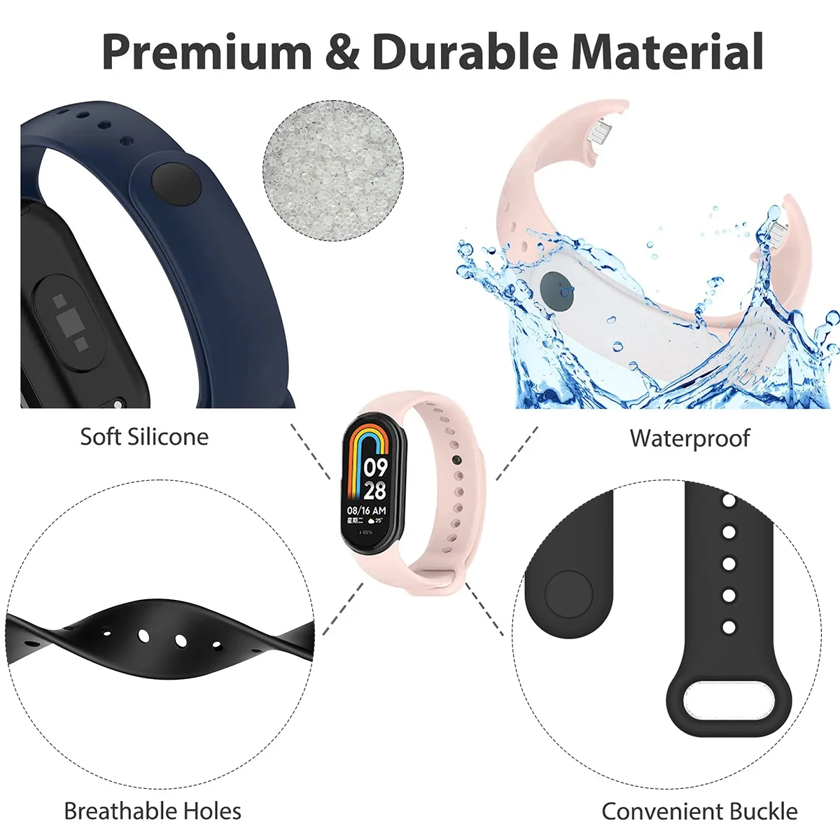 Strap for Xiaomi Mi Band 9/9 N - đánh giá và giá Silicone Sport Band