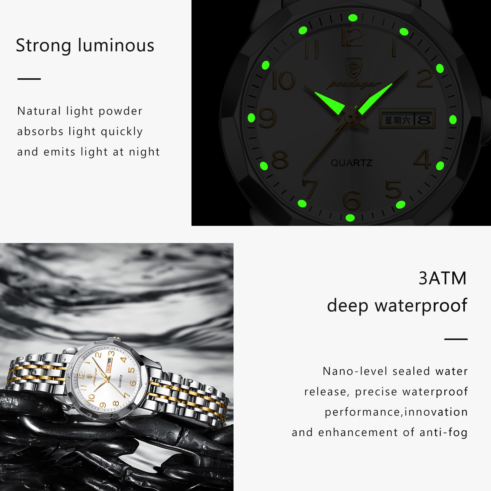 POEDAGAR Elegant Ladies Watche - đánh giá và giá Waterproof Diving Watch
