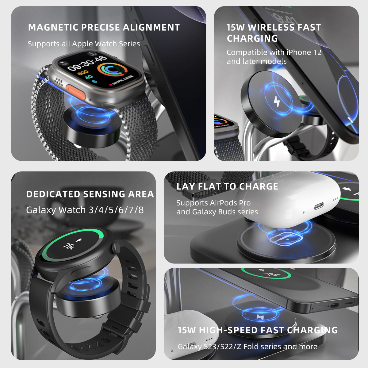 5 IN 1 Magnetic Wireless Charg - đánh giá và giá Watches Smartwatch Samsung